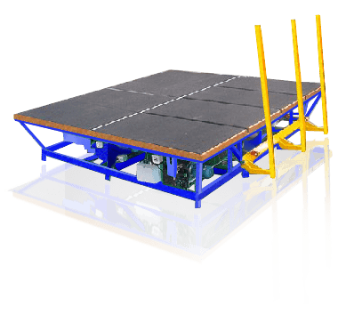 Air Floating Glass Breakout Machine with Tilting Arms for Glass Loading