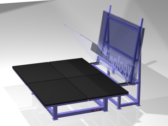 Glass Free Falling Table with Compact Air Blower Beneath Table Creating Powerful Air Cusion