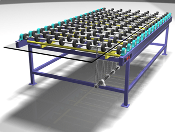 Anti-Slipping & Abrasive Proof Donut Wheels of Motorized Horizontal Glass Rollers Conveyors