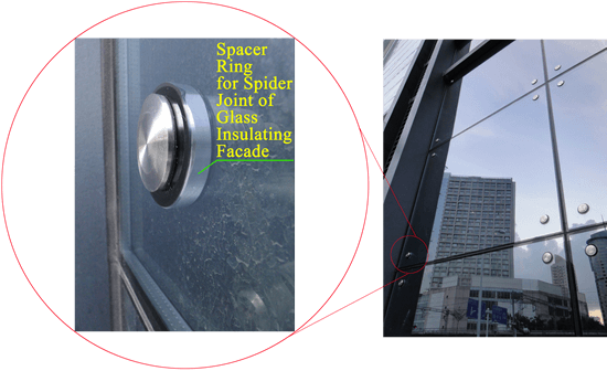Spacer Ring Fits Perfectly inside Holes of IG Units for Spider Connection Facade Design